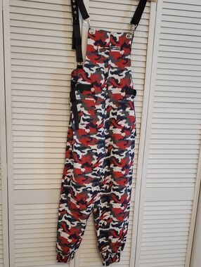 36 Point 5 Overalls Red Camo Print Adjustable, Size Medium